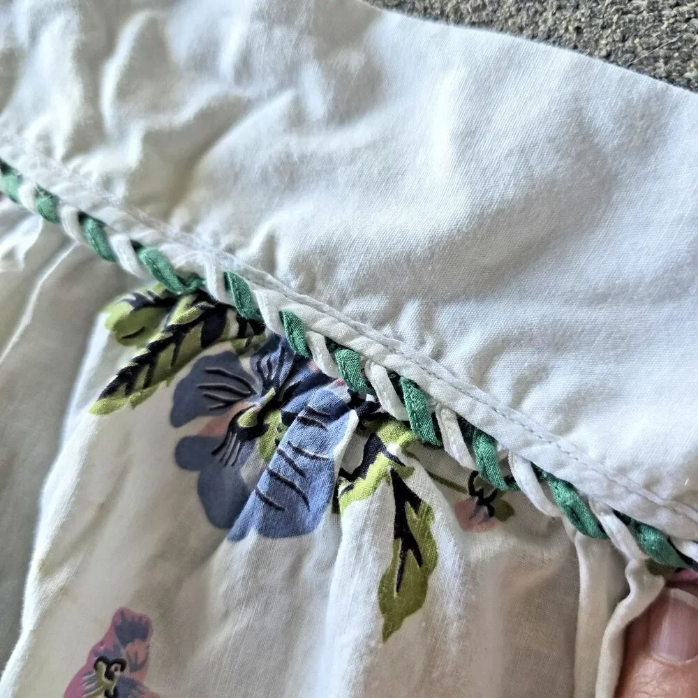 Vintage Floral Half Apron Pansy Print Cotton Retro Kitchen Hostess Pocket OS
